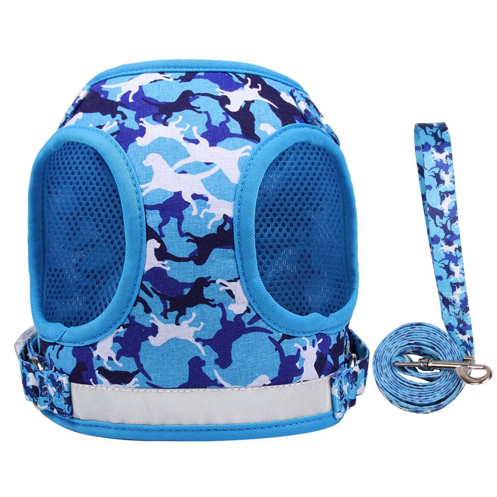 Reflective And Breathable Cat Harness Printed Dog Leash - Image 3