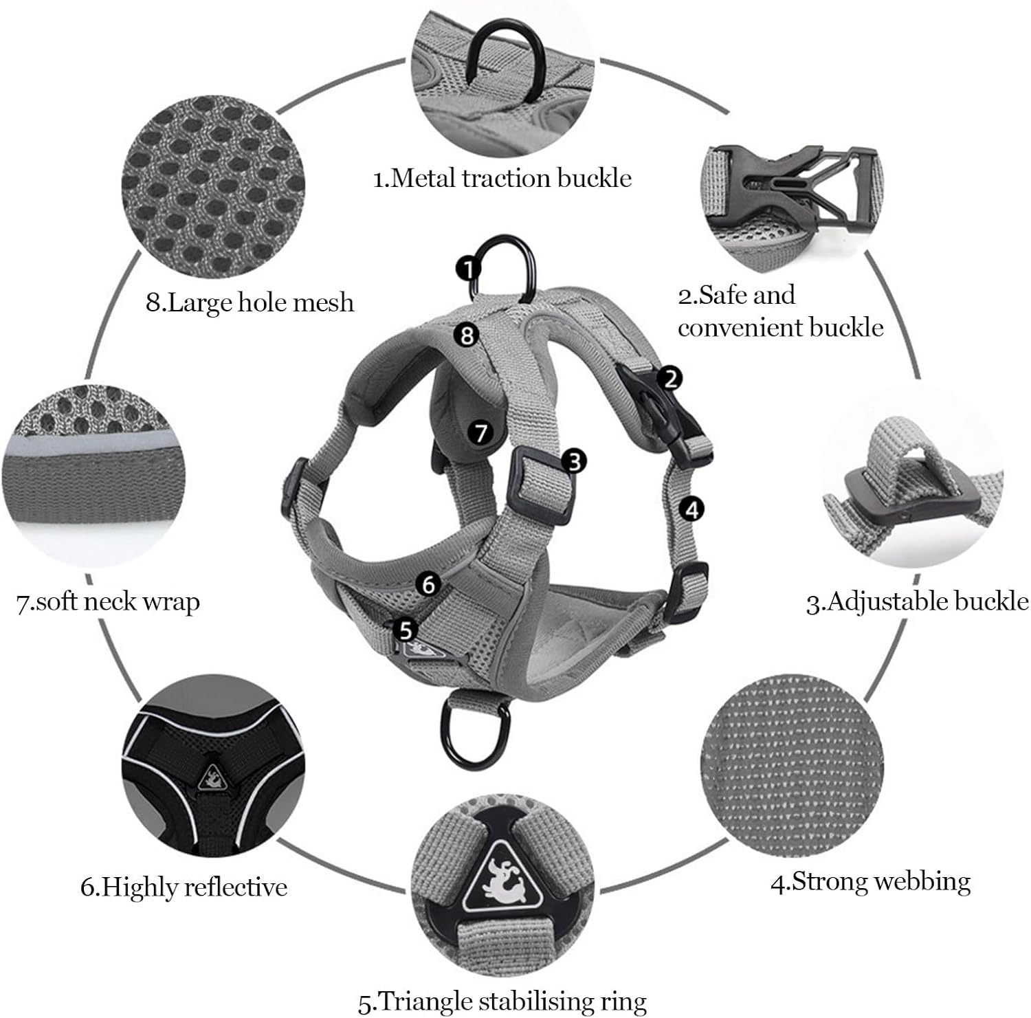 Summer Cat Chest Harness And Leash, Anti-Escape Adjustable Soft Mesh Cat Leash And Chest Harness Set For All Types Of Cats Cat Vests - Image 8