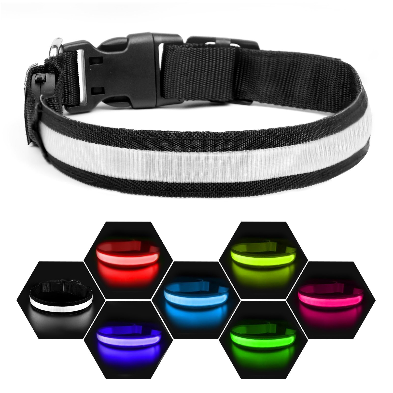 Rechargeable LED Dog Collar Adjustable Light-Up Collar with 3 Flash Modes for Night Walks, USB Rechargeable, Size M - Image 4